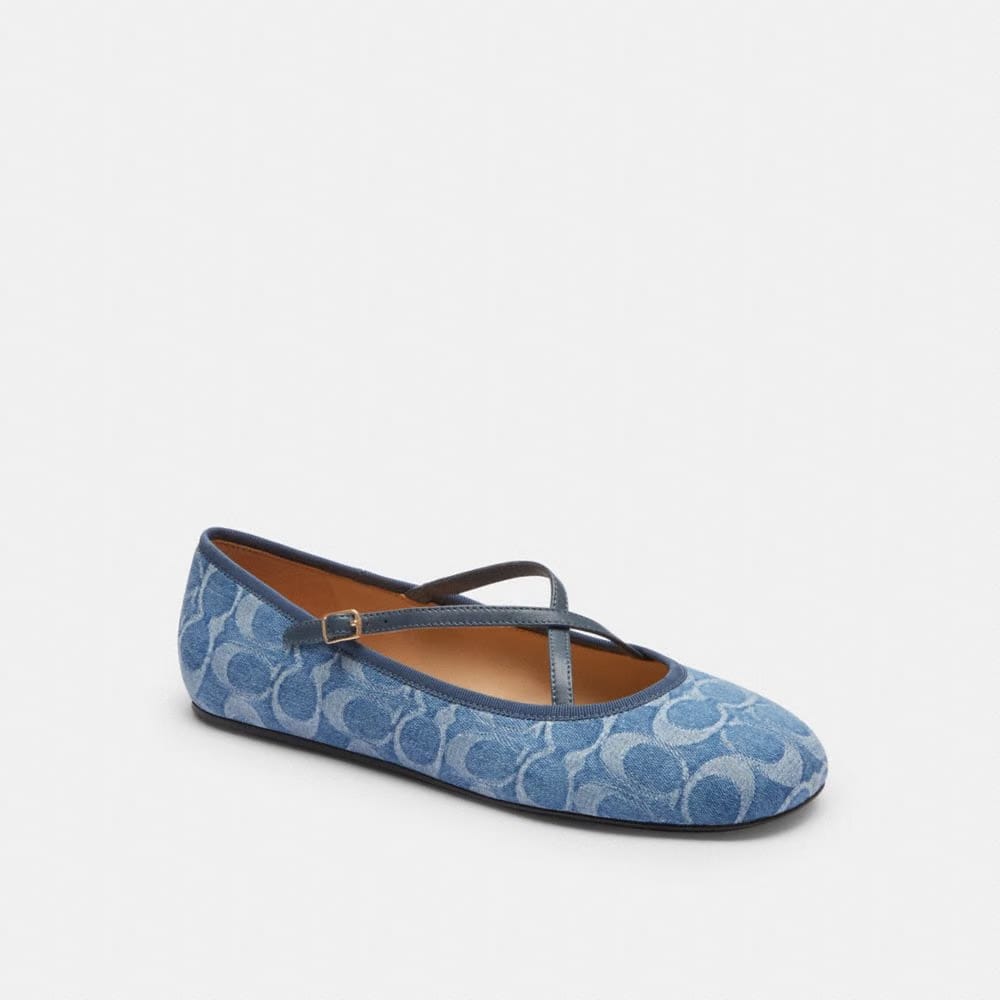 Women's Coach Phoebe Ballet Flat In Signature Denim Indigo