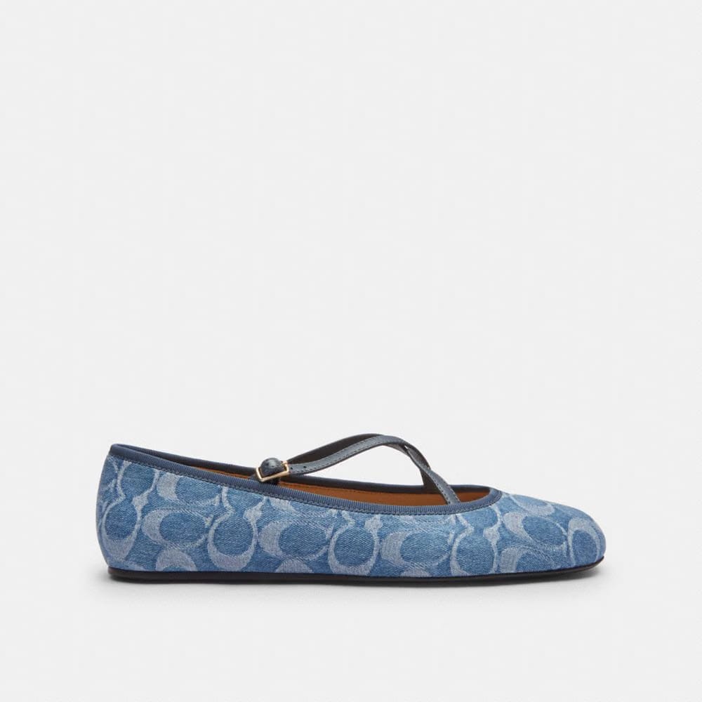 Women's Coach Phoebe Ballet Flat In Signature Denim Indigo