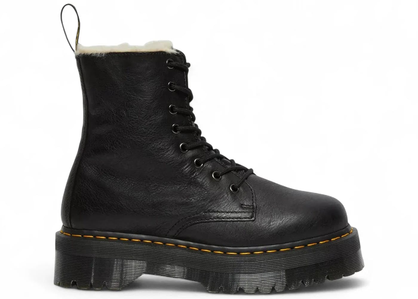Dr. Martens Jadon Faux Fur Lined Pisa Leather Platform Lace Up Boot Black