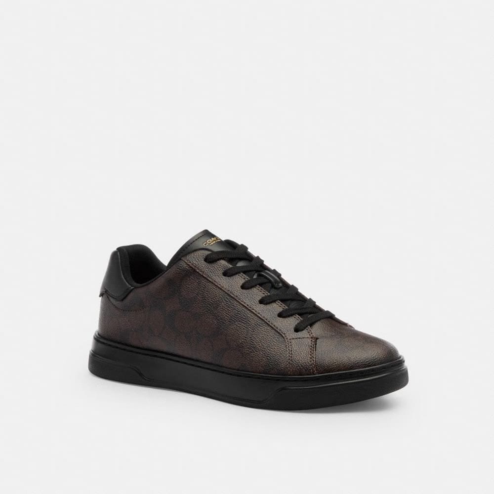 Men's Coach High Line Sneaker In Signature Canvas Walnut & Black