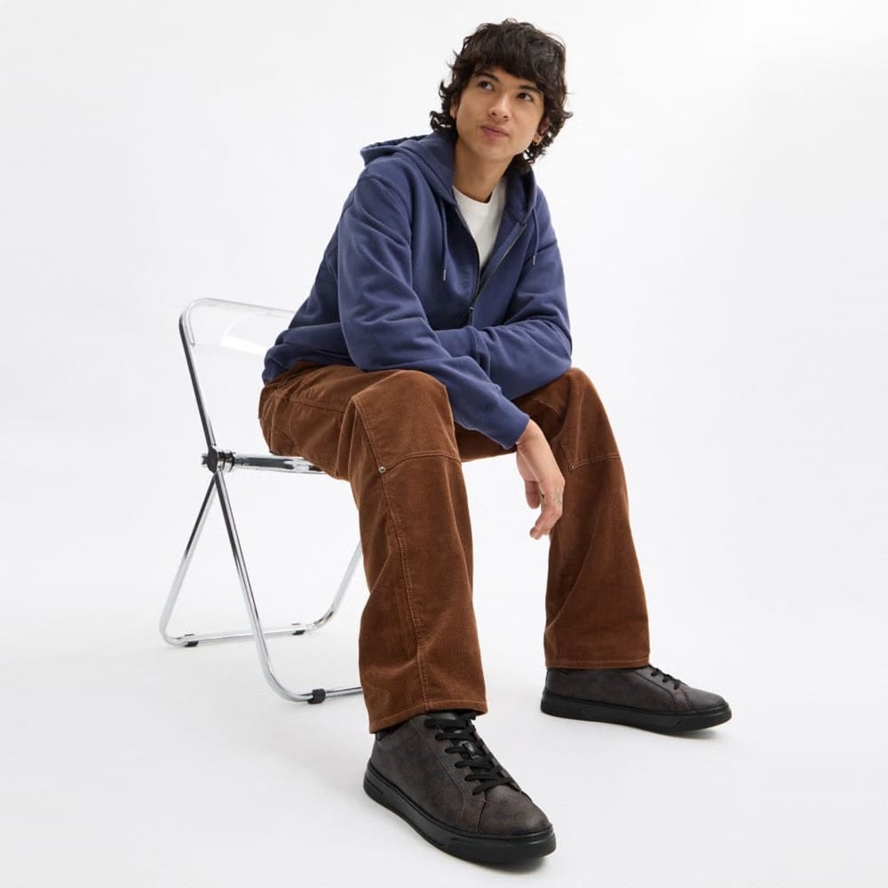 Men's Coach High Line Sneaker In Signature Canvas Walnut & Black