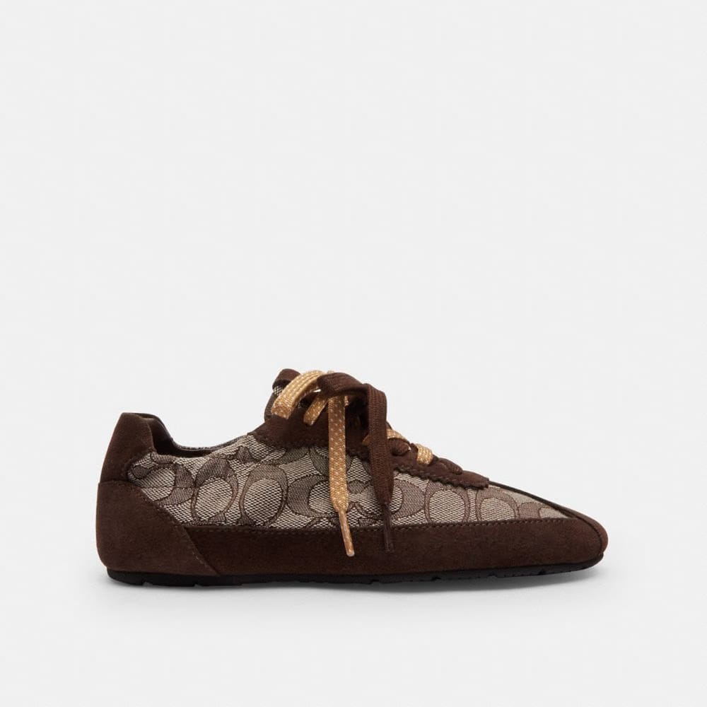 Women's Coach Soft Sneaker In Signature Jacquard Maple Oak