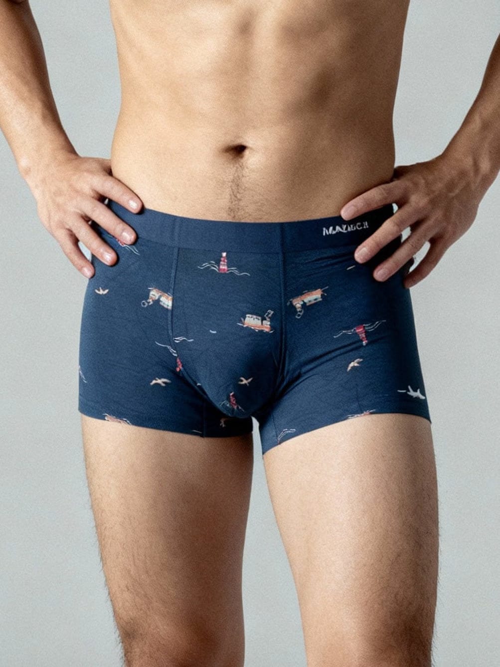 Men V Walk Starfish Printed Luxury Elastic Trunk by Manaca