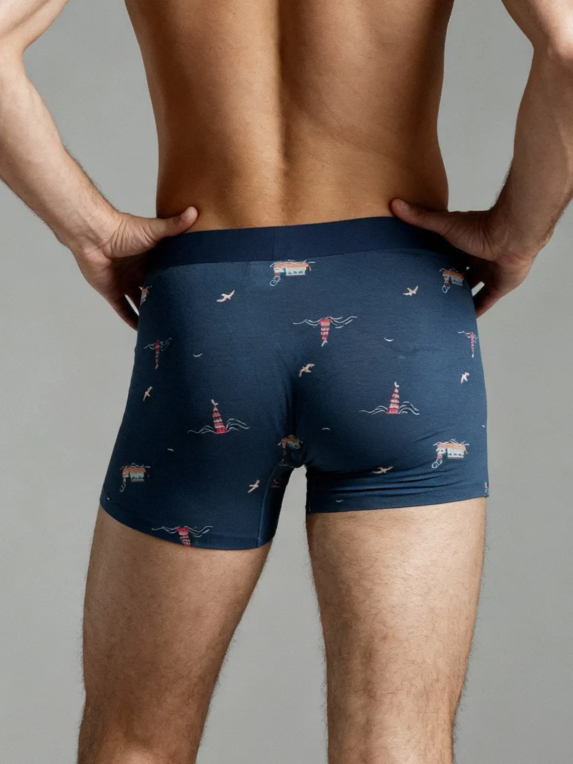 Men V Walk Starfish Printed Luxury Elastic Trunk by Manaca