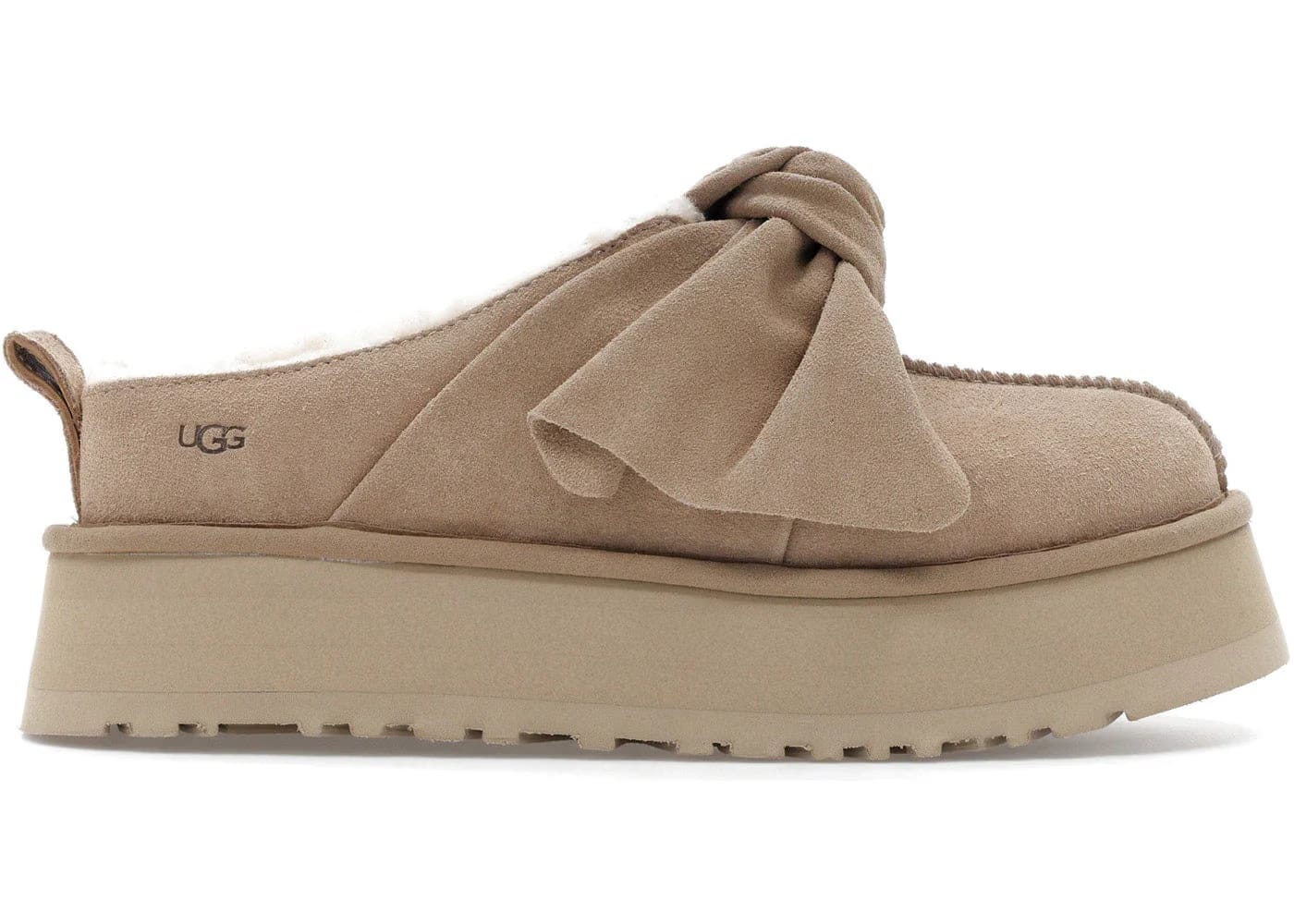 Ugg Platform Slip-On Bow Slipper Sand Womens