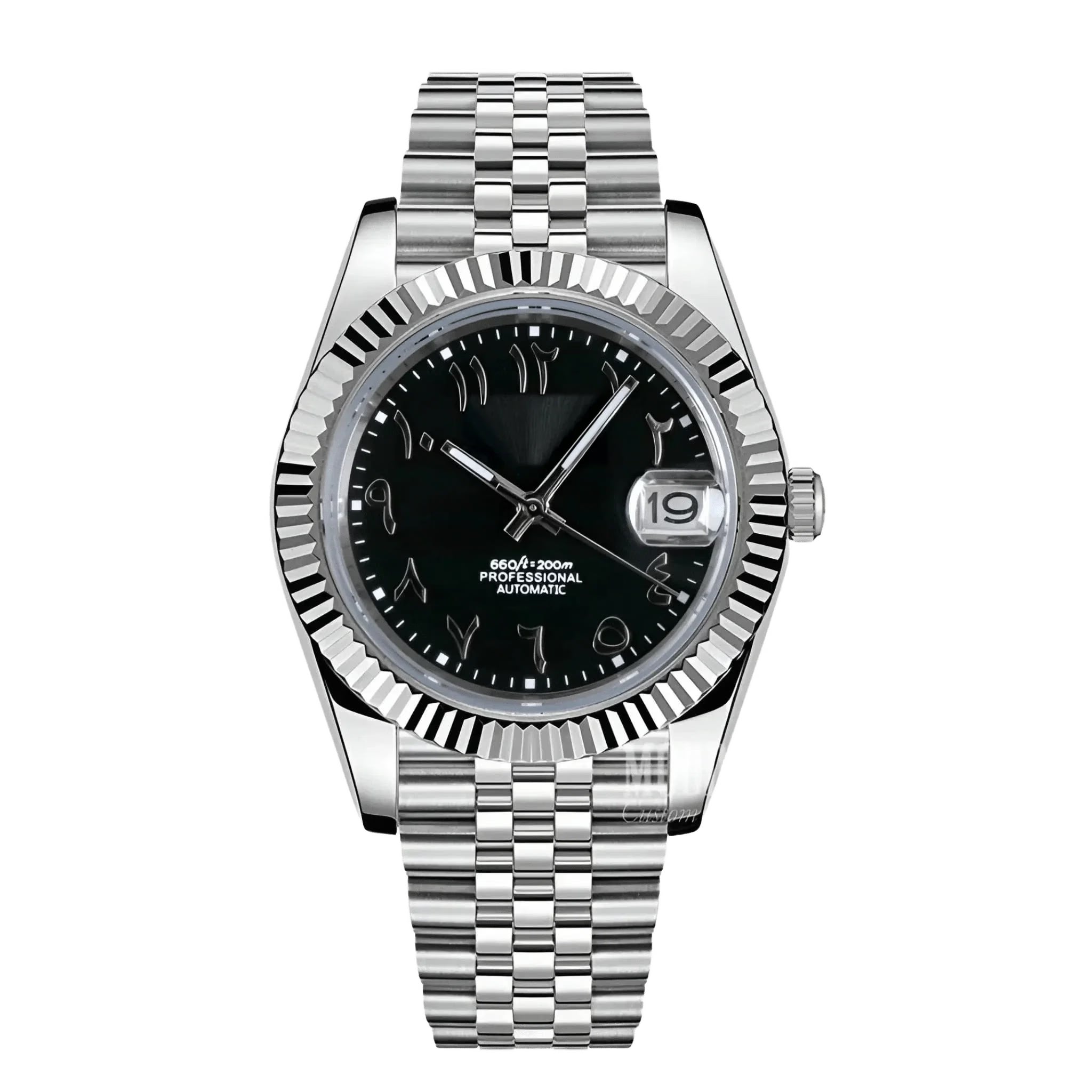 Mod (original Seiko Movement) Datejust Black Arabic