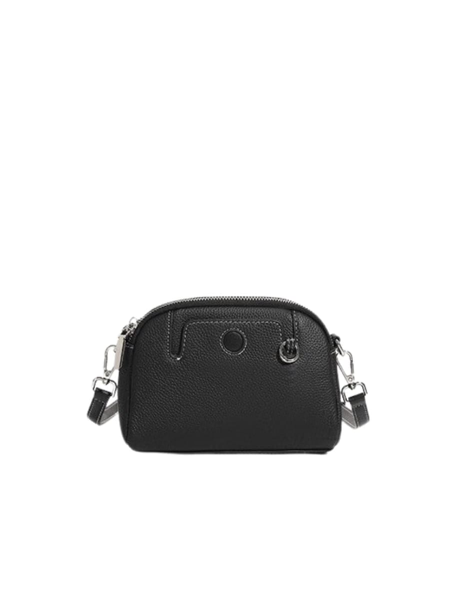 Pouche -Ladies Leather Crossbody bag, Black