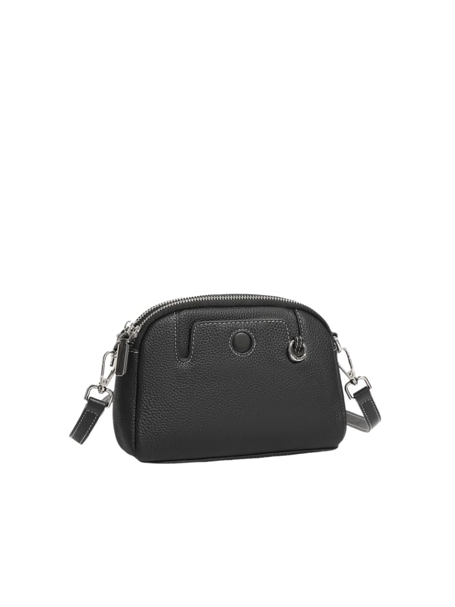 Pouche -Ladies Leather Crossbody bag, Black
