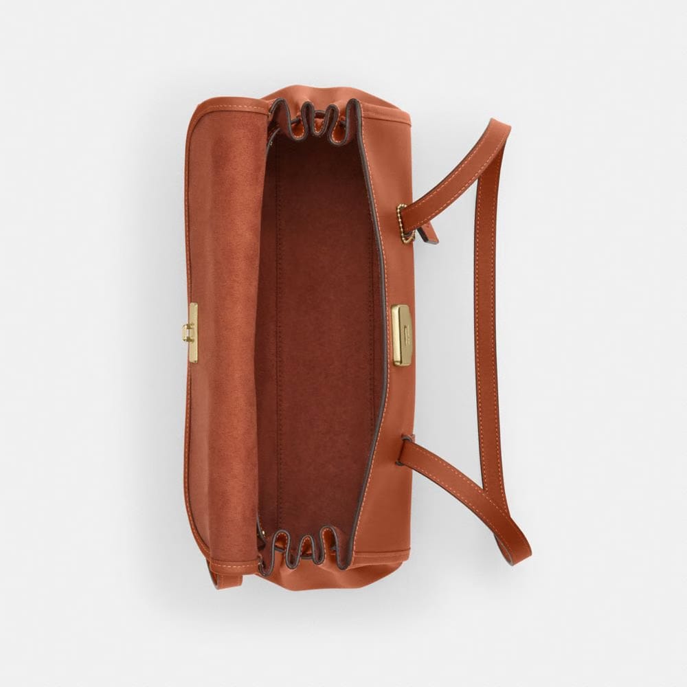 Coach Bridget Flap Shoulder Bag Gold Tan