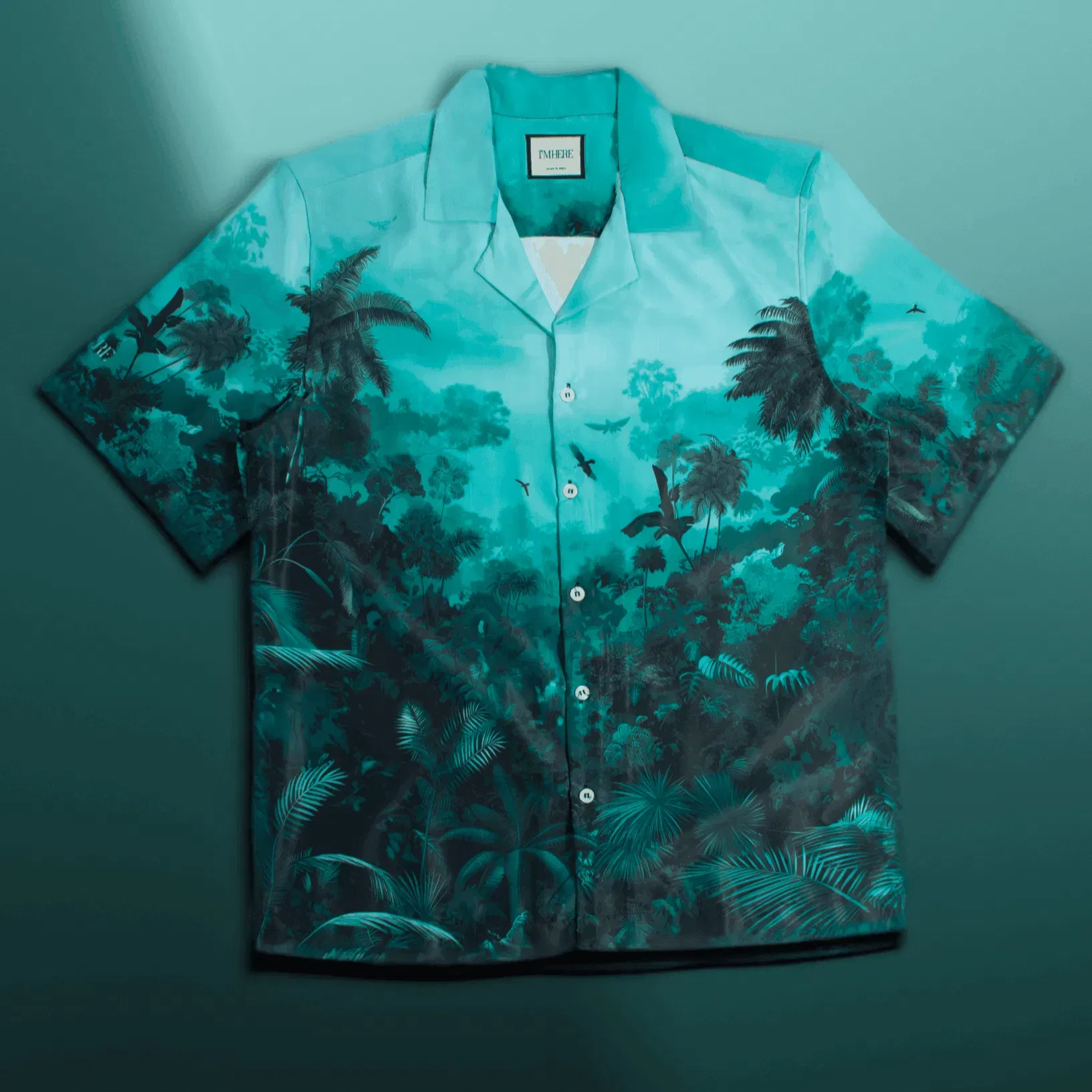 Teal forest portrait Resort collar shirt