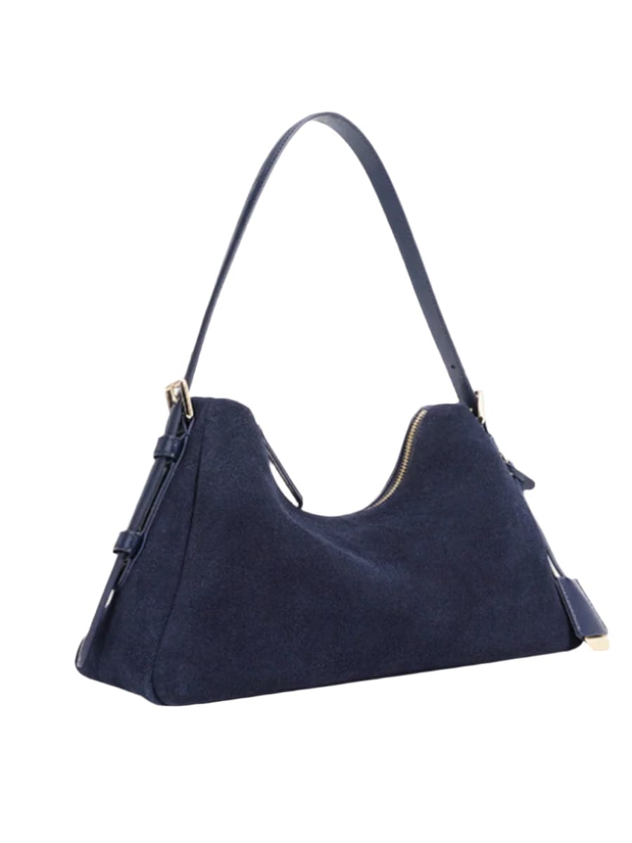 Velena - Ladies Suede Leather Baguette Bag | Navy