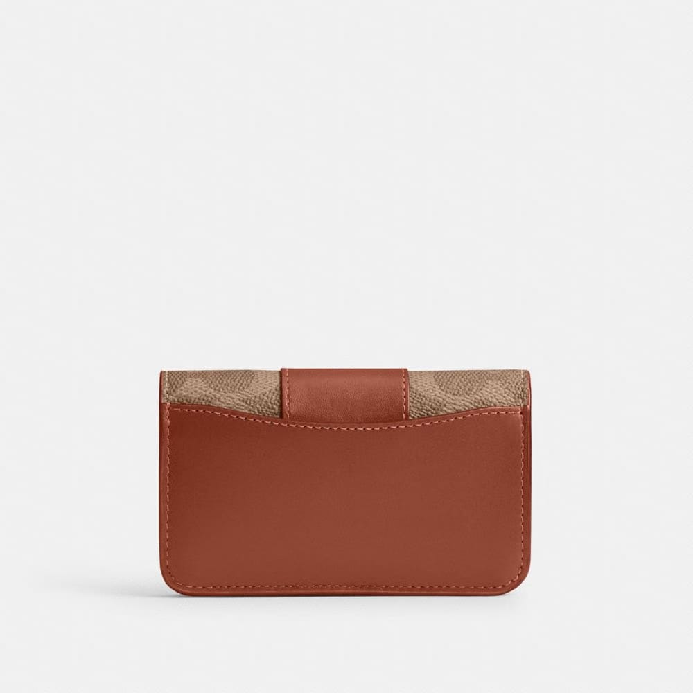 Coach Essential Slim Card Case In Signature Canvas Brass Tan Caramel