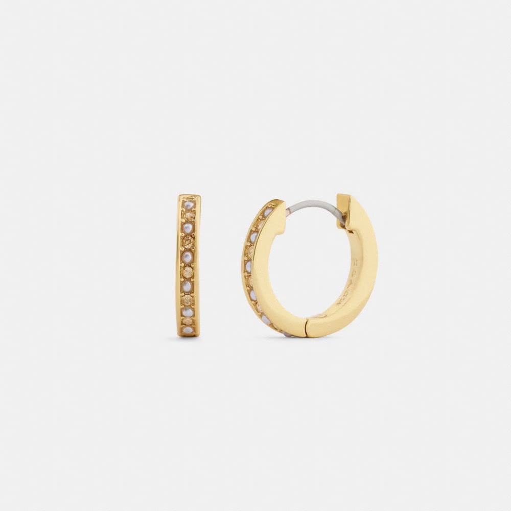 Coach Pearl Huggie Earrings Gold