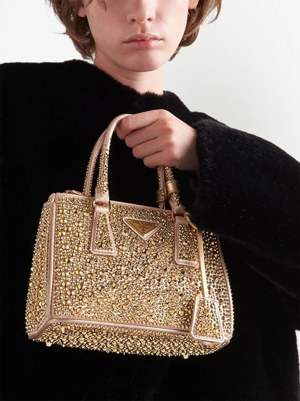 Galleria crystal-embellished satin mini bag