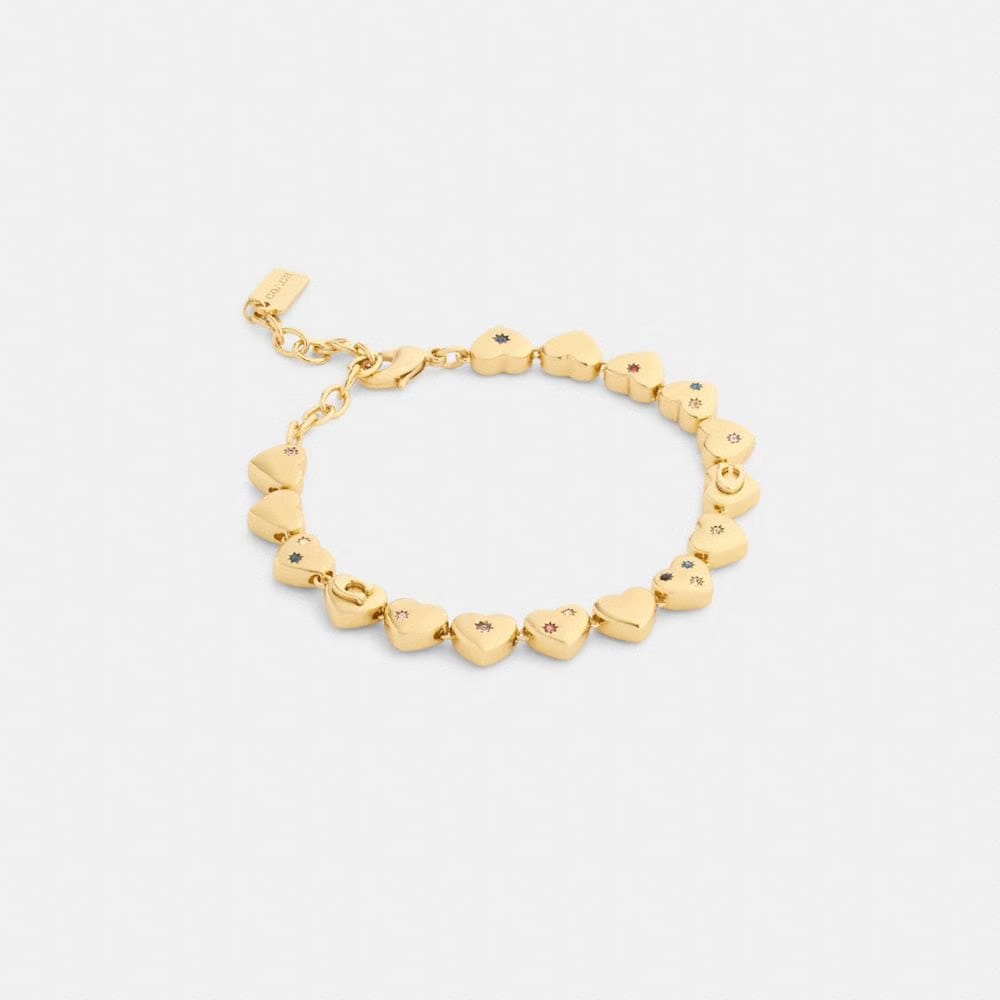 Coach Heart Linear Bracelet Gold Multi