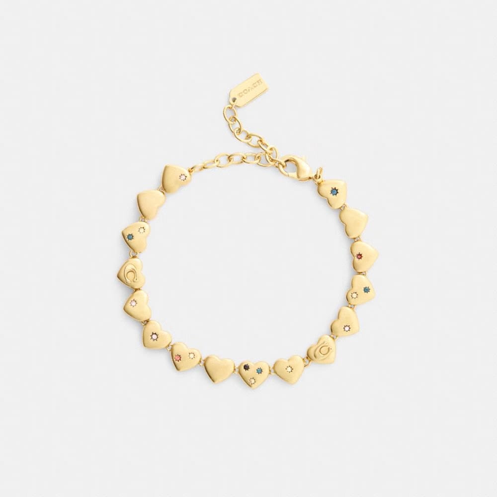 Coach Heart Linear Bracelet Gold Multi