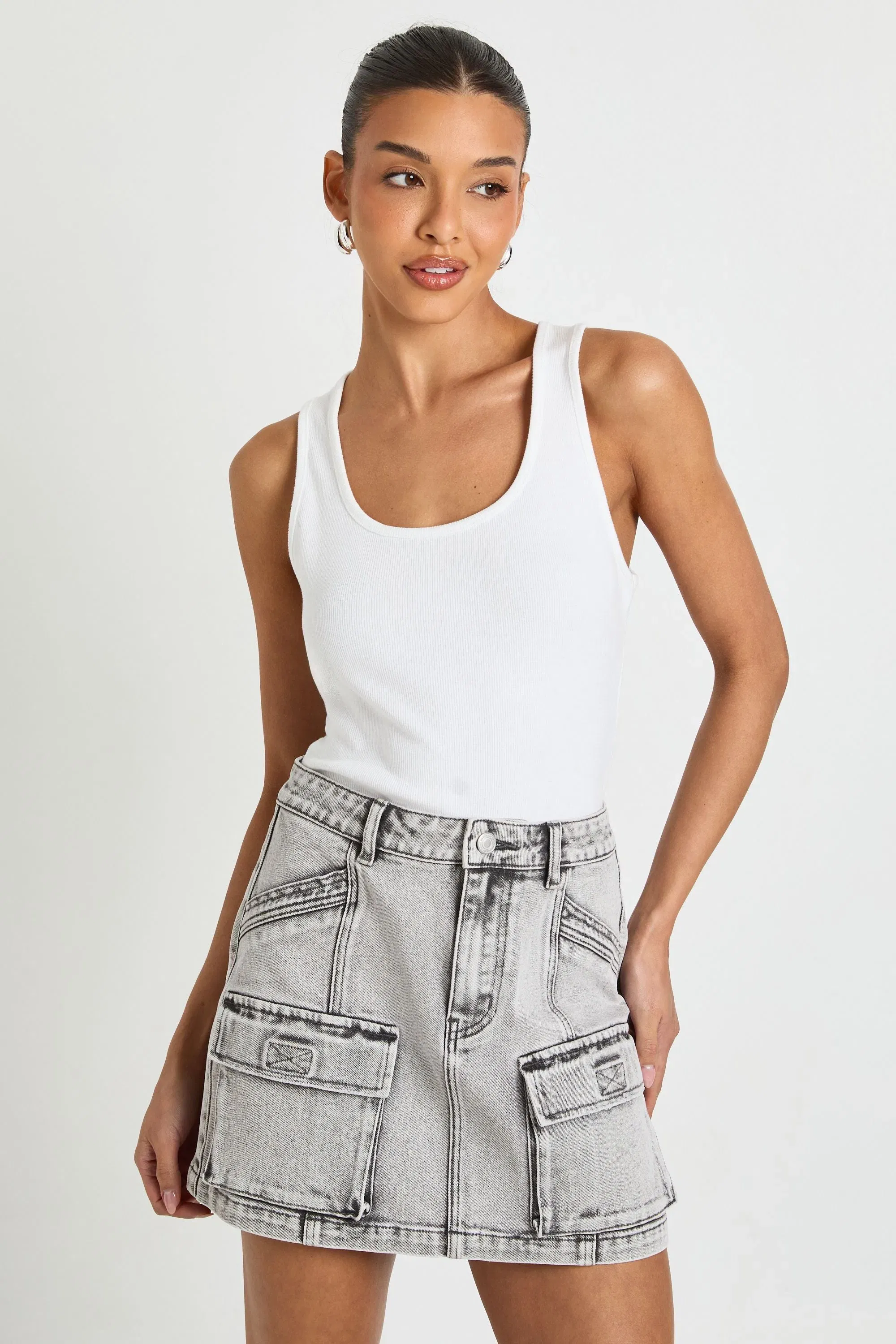Cargo Denim Mini Skirt
