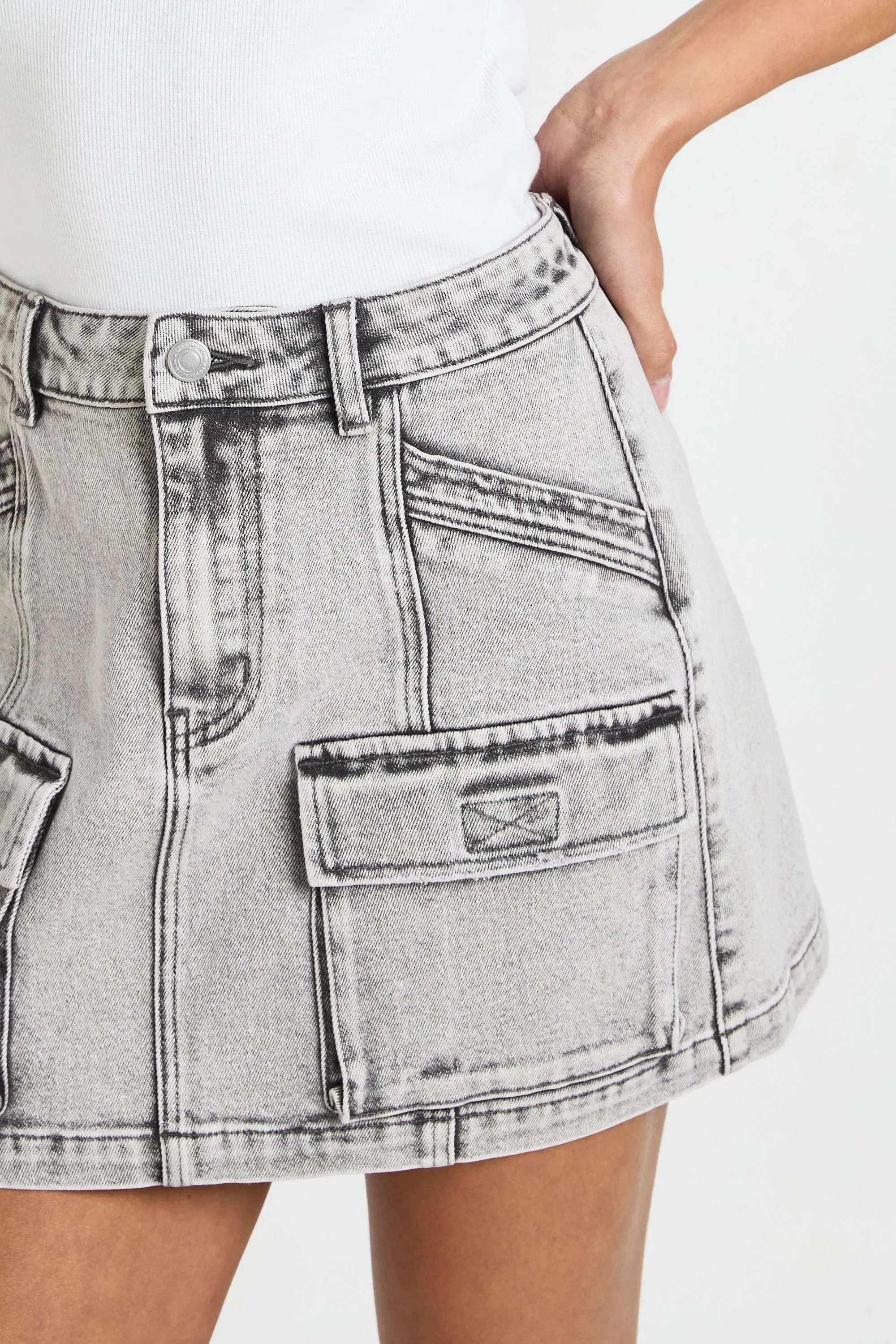 Cargo Denim Mini Skirt