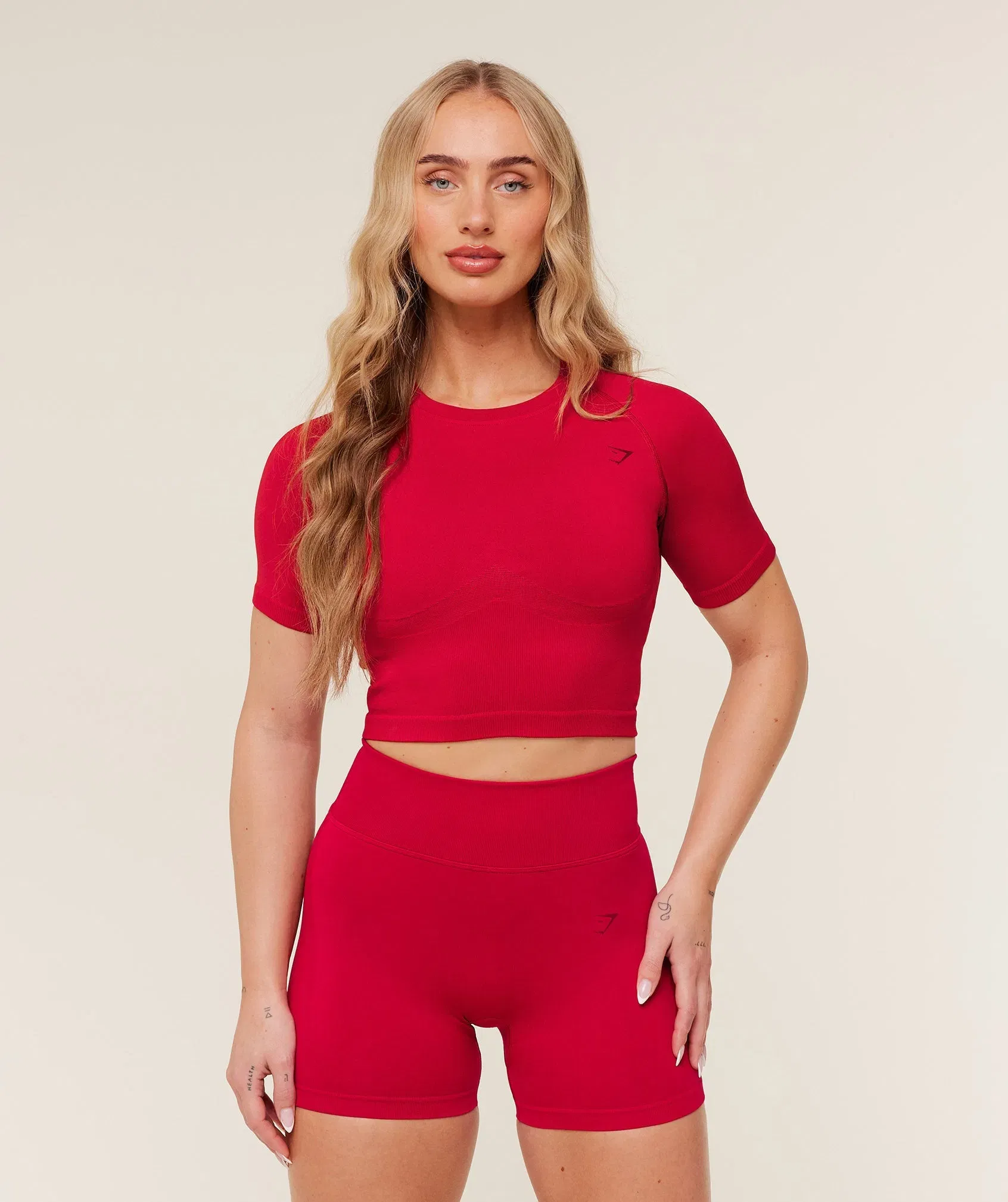 Gymshark Lift Seamless Short Sleeve Top - Carmine Red