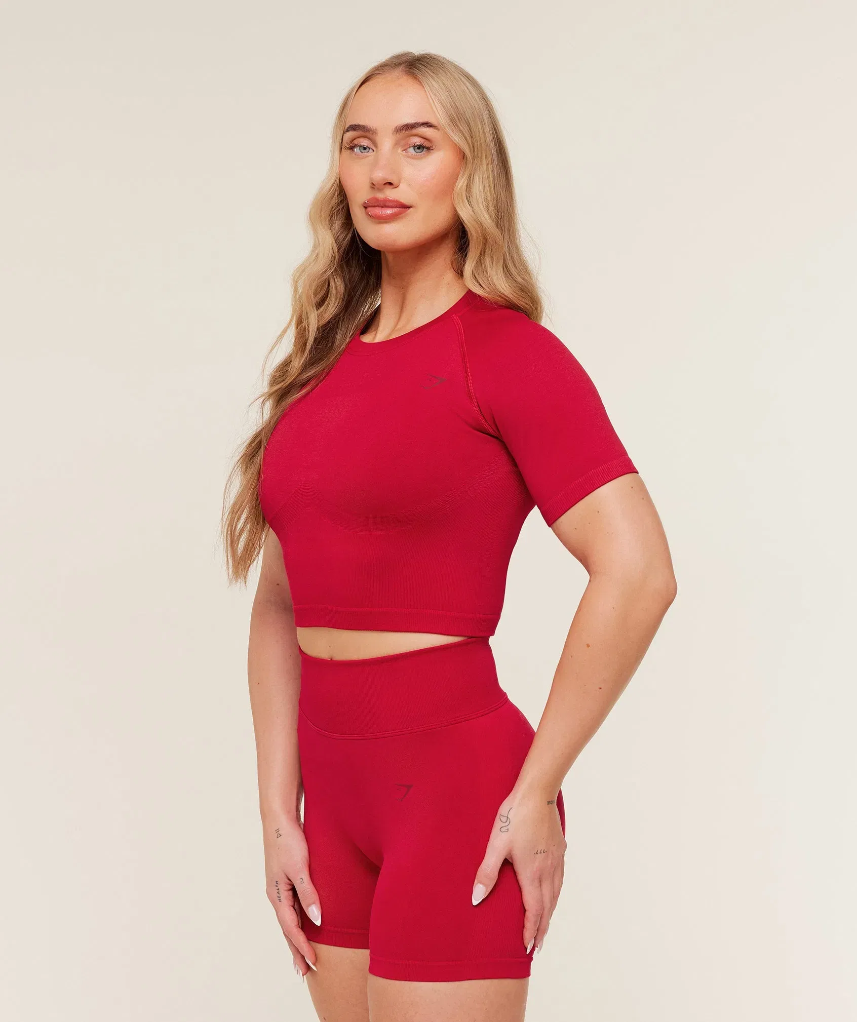 Gymshark Lift Seamless Short Sleeve Top - Carmine Red