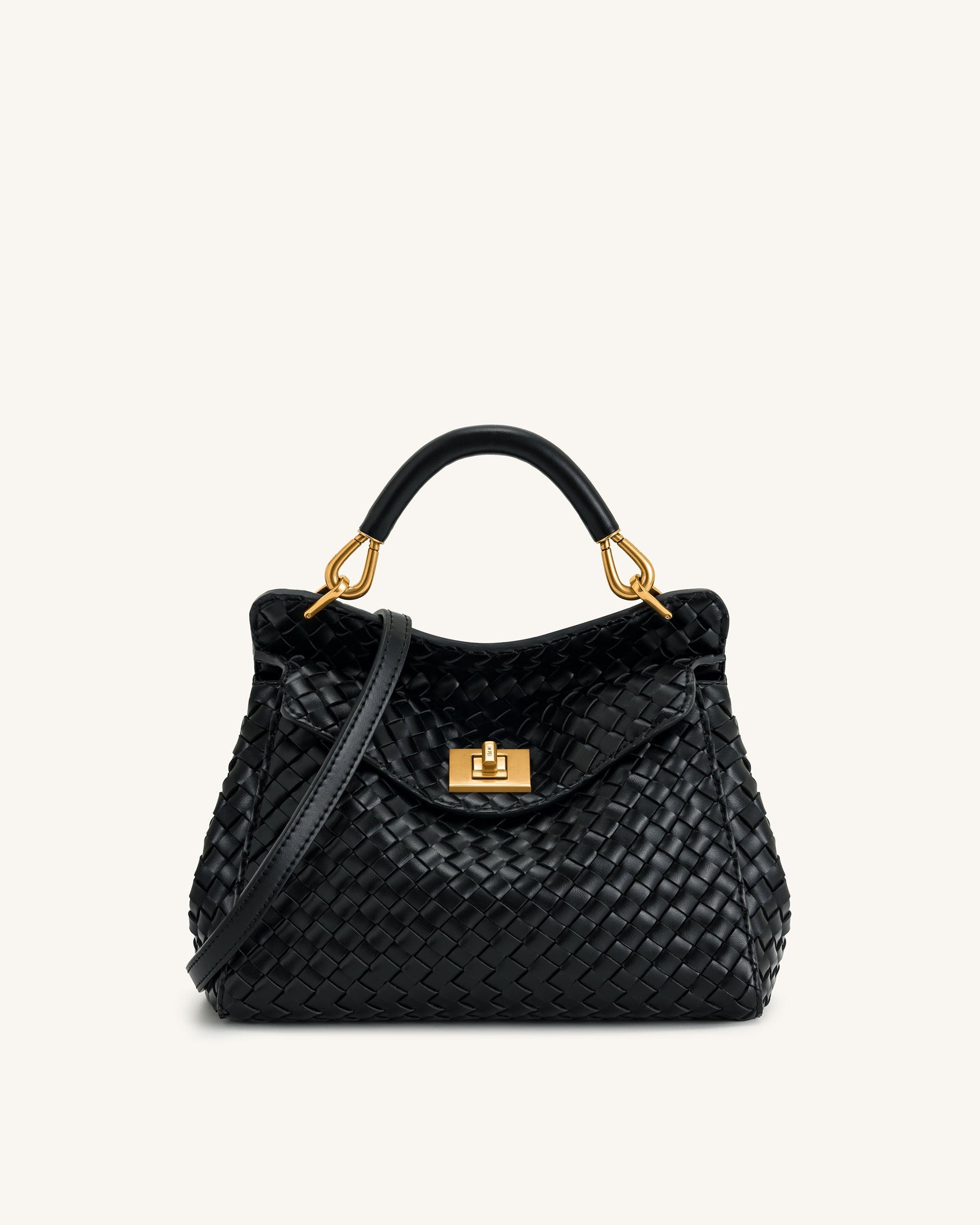 Lucia Classic Top Handle Woven Bag - Dark Brown