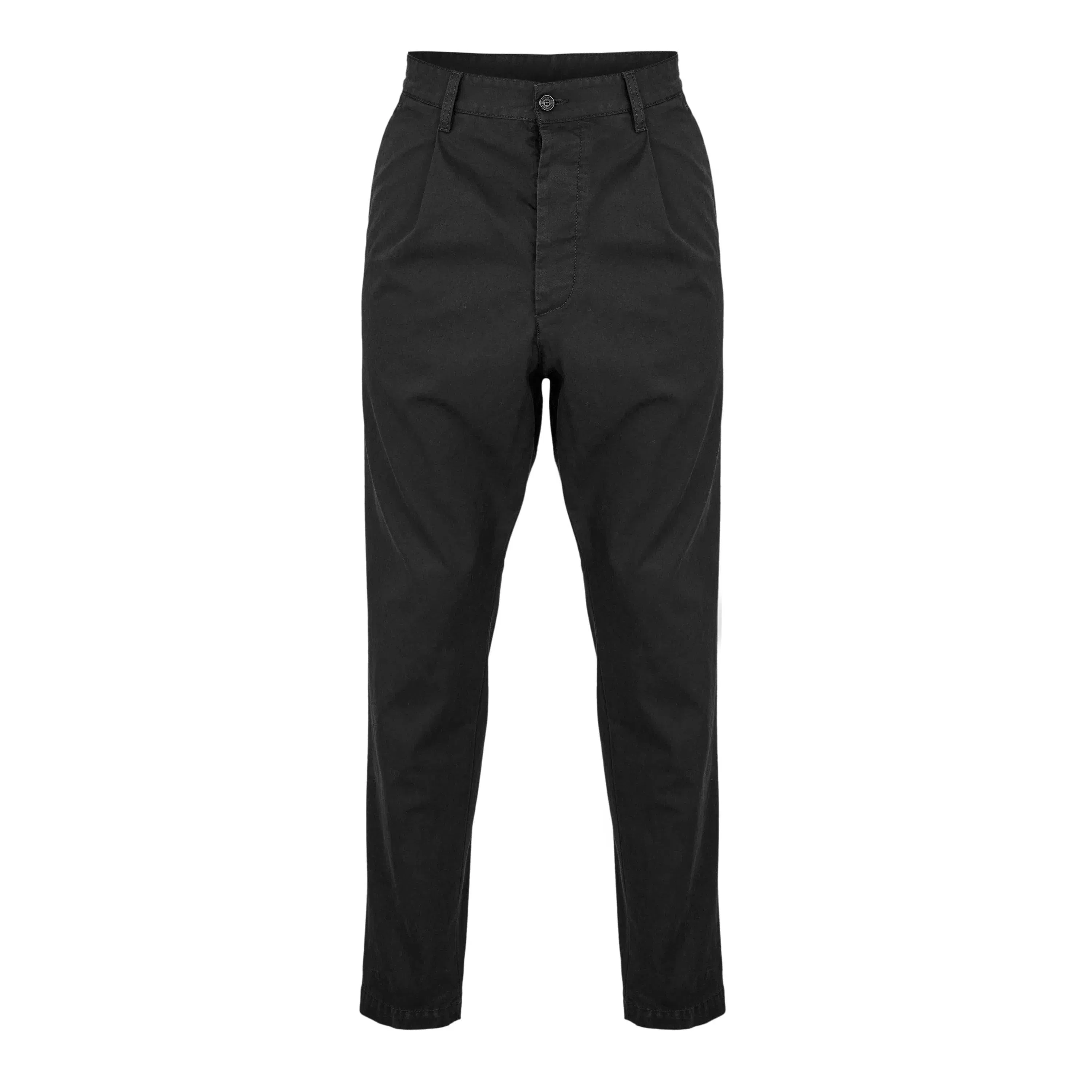 One Pleat Cotton Straight Leg Trousers