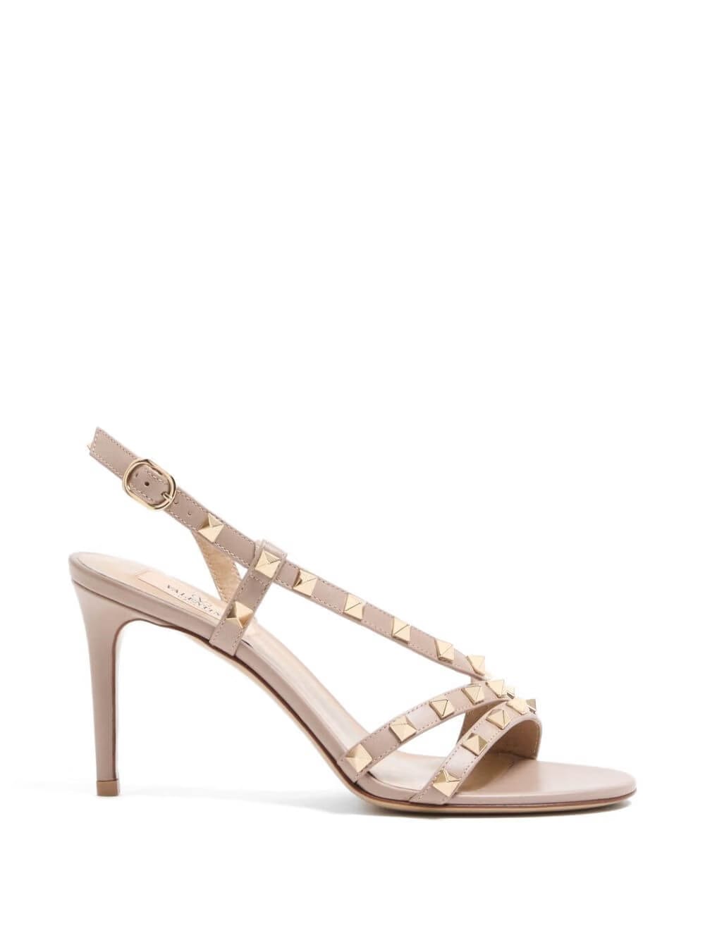 Rockstud calfskin sandals 85mm