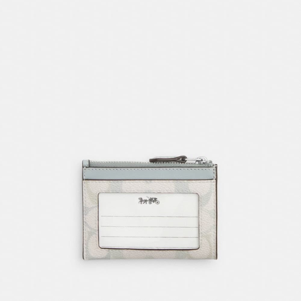 Coach Mini Skinny Id Case In Signature Canvas Silver Chalk Blue