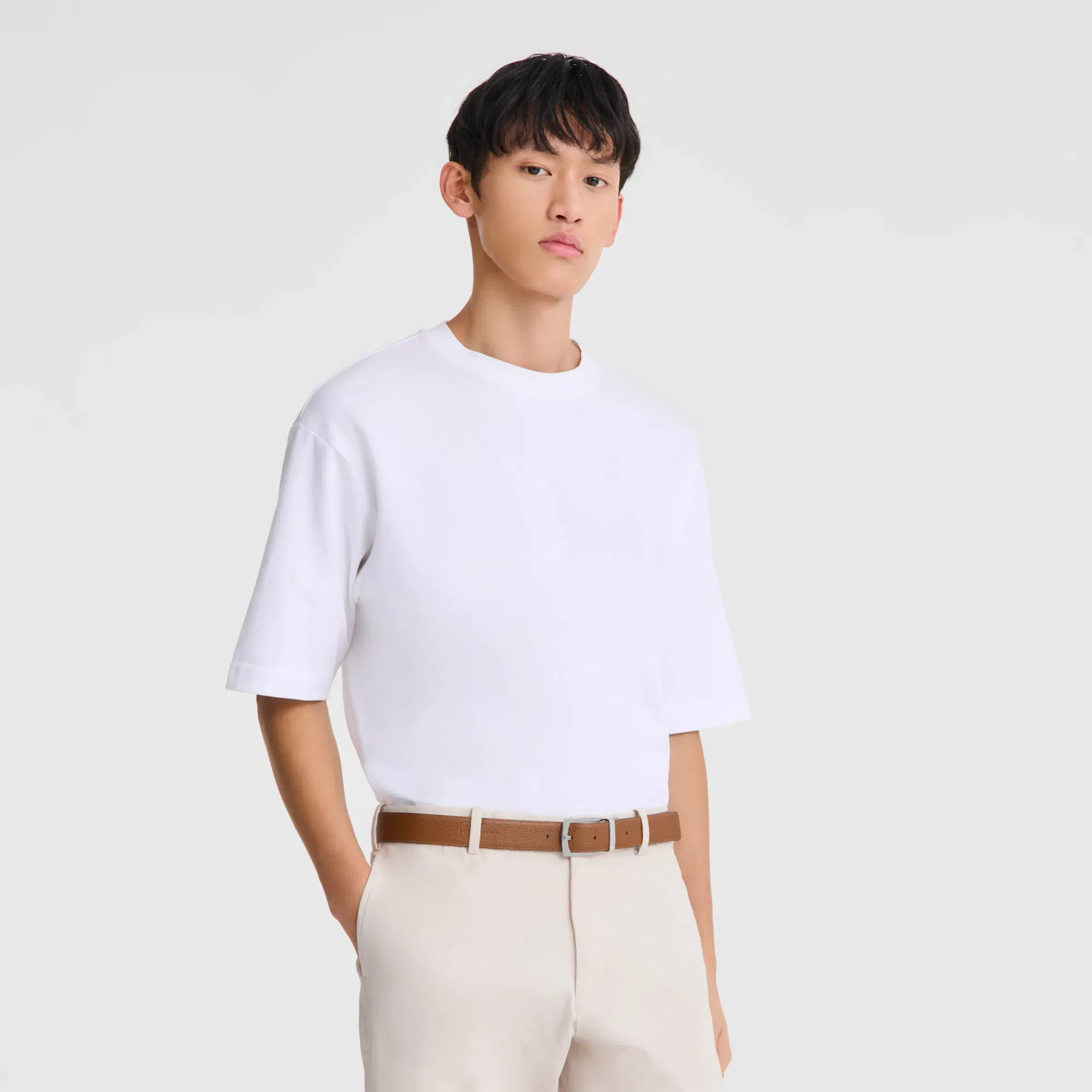 Longchamp Le Foulonné Men's belt Black/Caramel