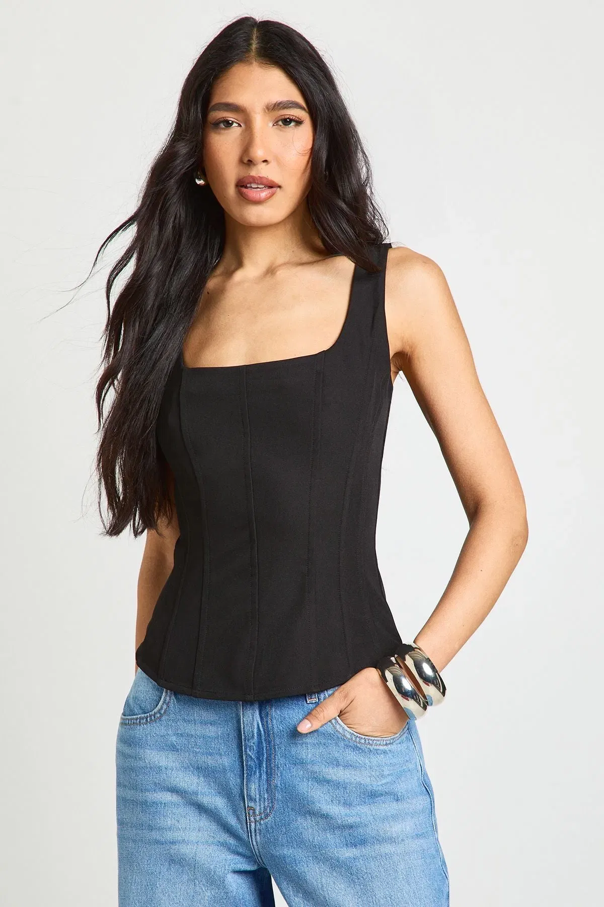 Tall Structured Crepe Corset Top
