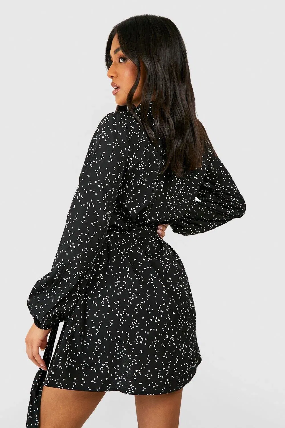 Petite Ditsy Spot Print Belted Skater Dress