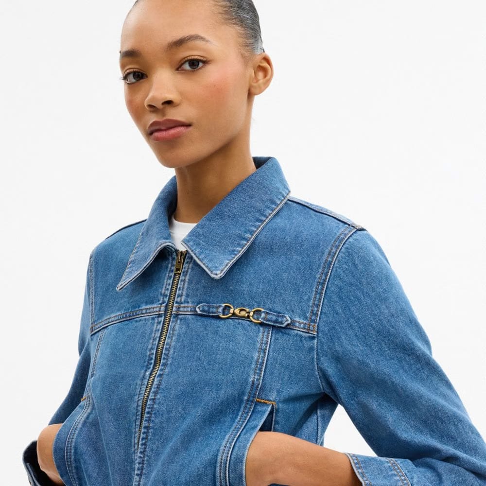 Sculpted C Shrunken Denim Jacket In Organic Cotton