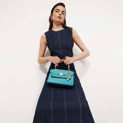 Blue Sculpt Bodycon Denim Midi Dress