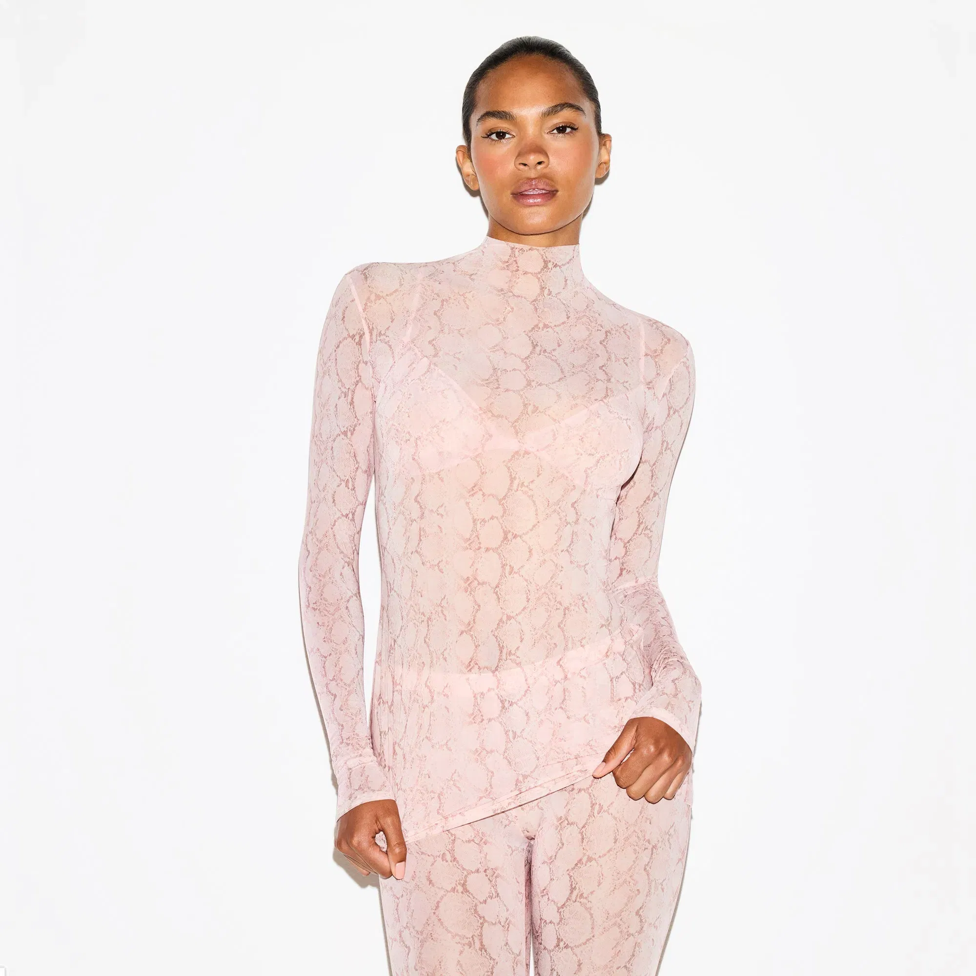 MILKY SHEER TUNIC | ROSE PASTEL SNAKE PRINT
