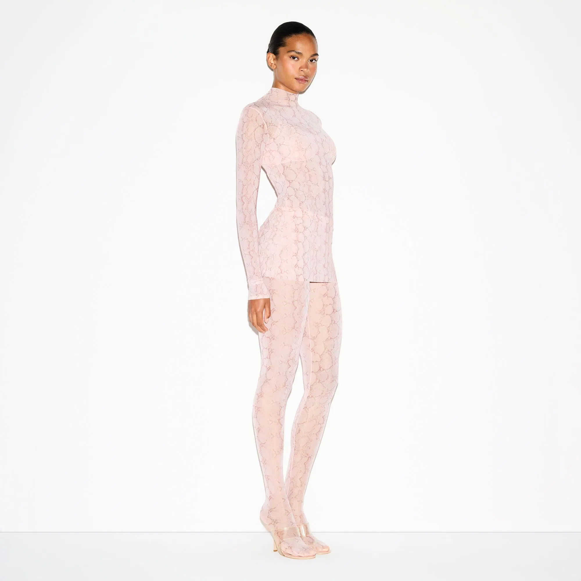MILKY SHEER TUNIC | ROSE PASTEL SNAKE PRINT
