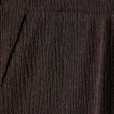 Brown Textured Wide Leg Trousers