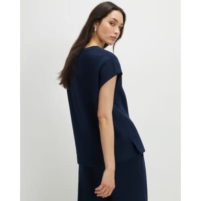 Navy Premium Twill Short Sleeve Top