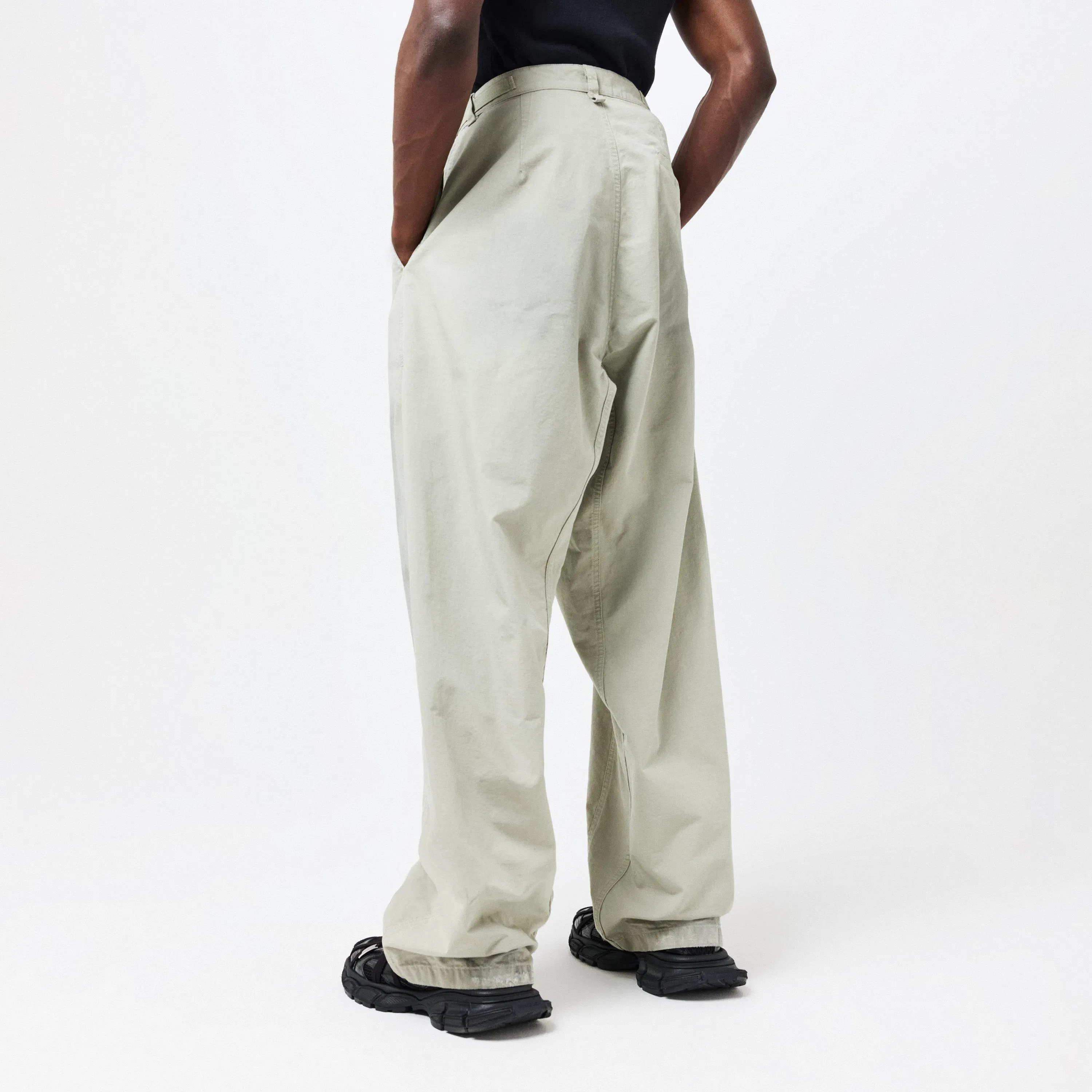 Washed Wide Leg Utility Jeans