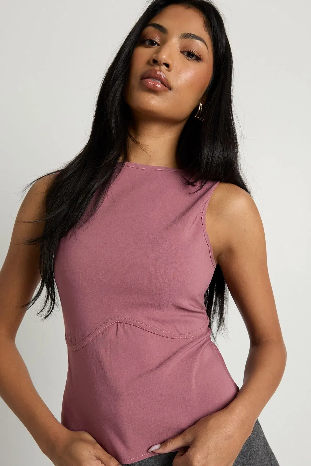 Bengaline Top Underbust Seam with Velvet Bow Detail