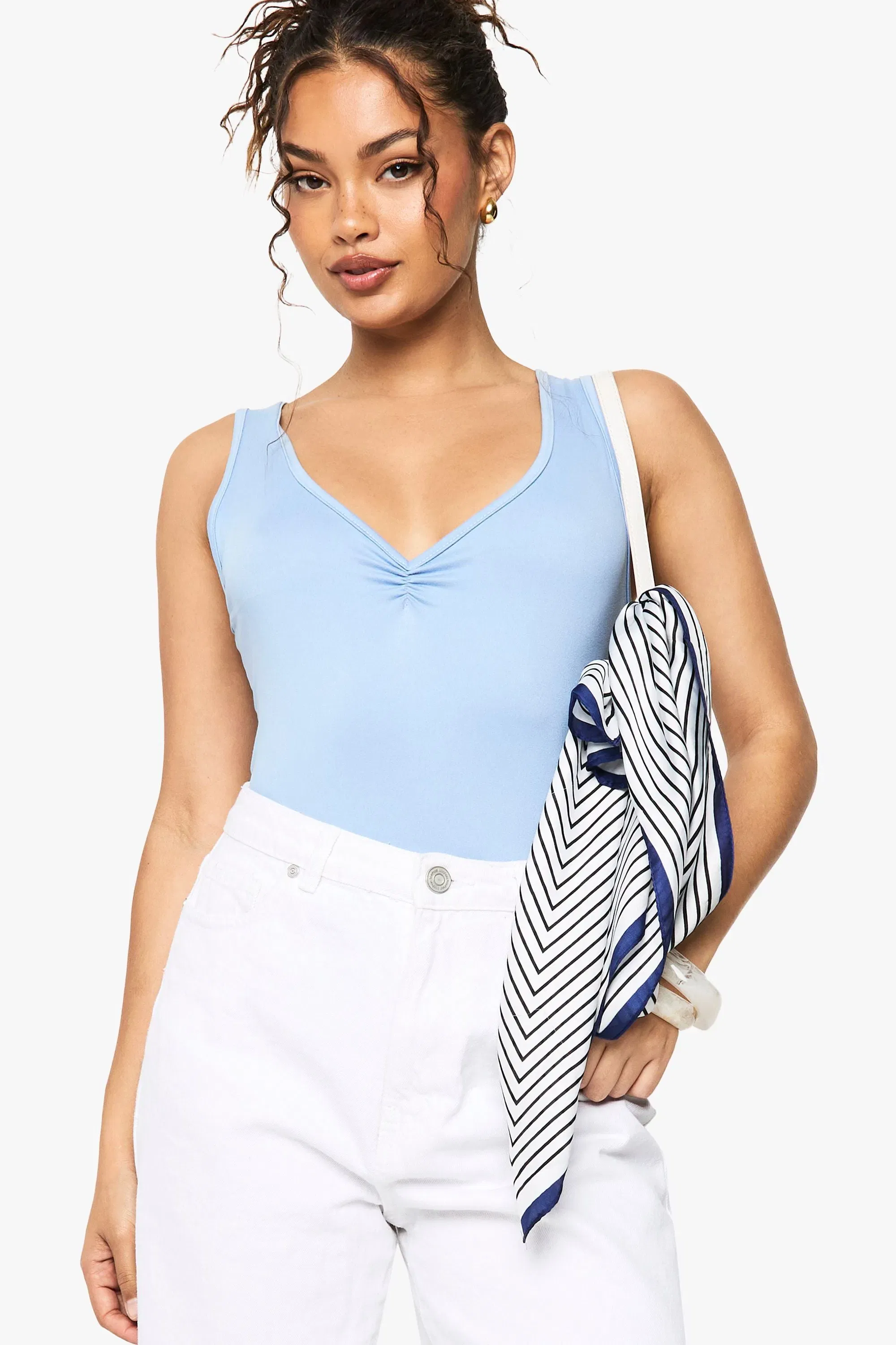 Super Soft V Neck Ruched Bust Bodysuit