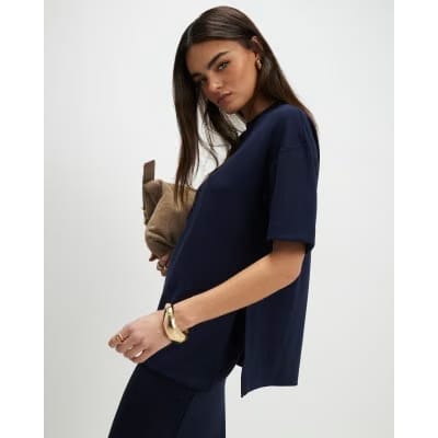 Navy Premium Short Sleeve Oversized T-Shirt