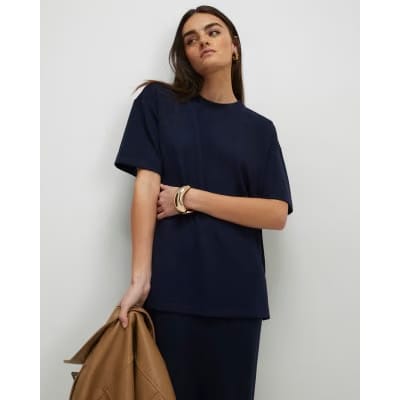 Navy Premium Short Sleeve Oversized T-Shirt