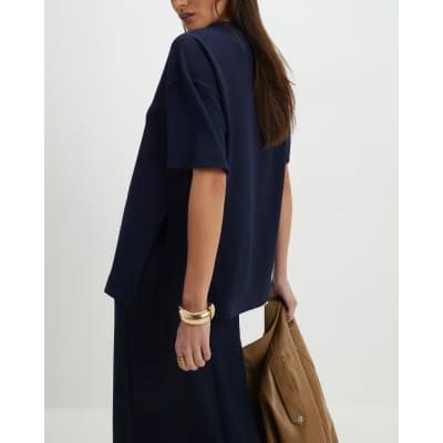 Navy Premium Short Sleeve Oversized T-Shirt