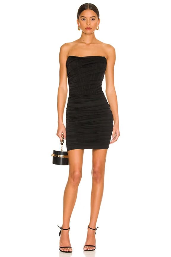 superdown Sonya Bustier Mesh Dress in Black