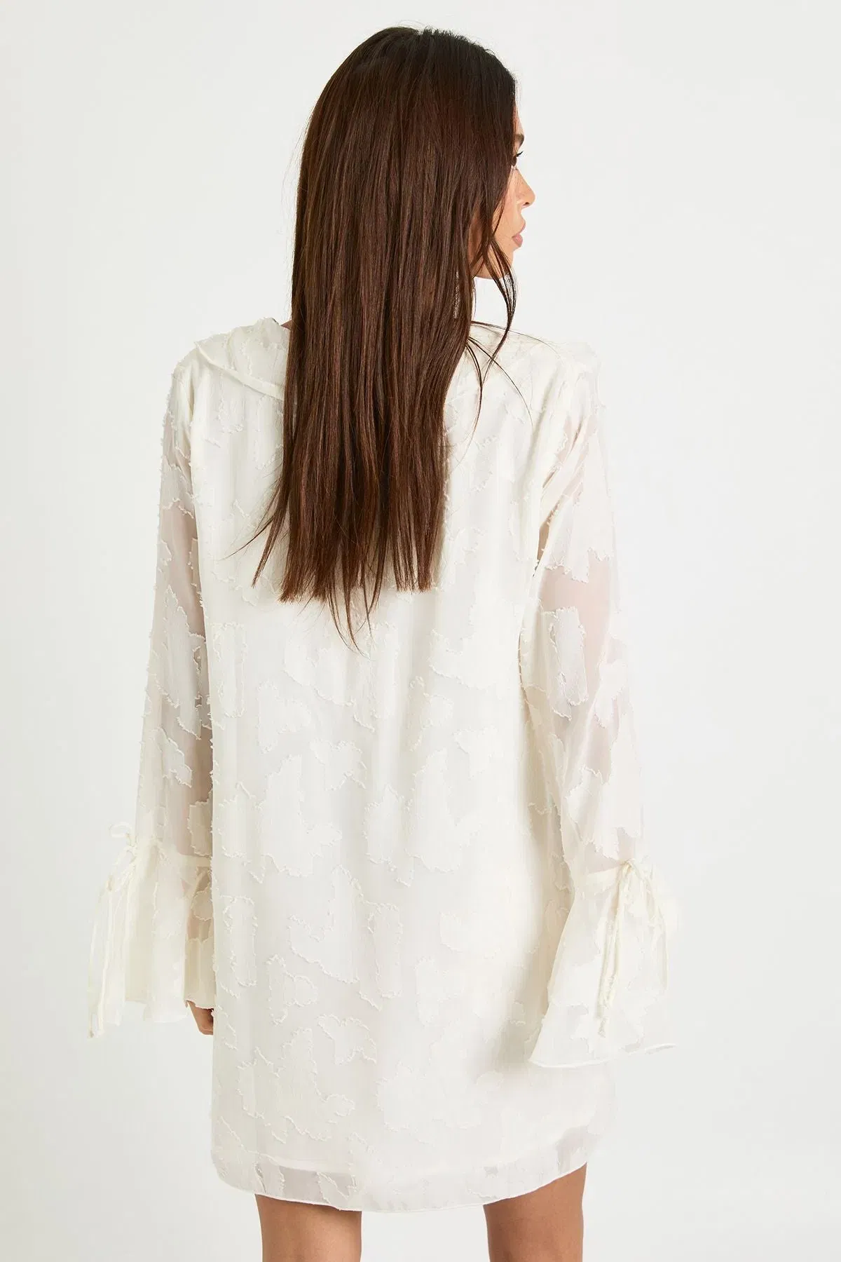 Burnout Floral Ruffle Shift Dress