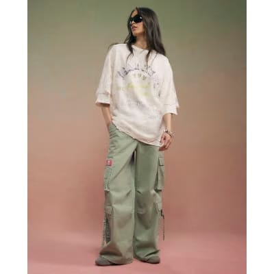 Cream Year Zero Lace Overlay T-Shirt