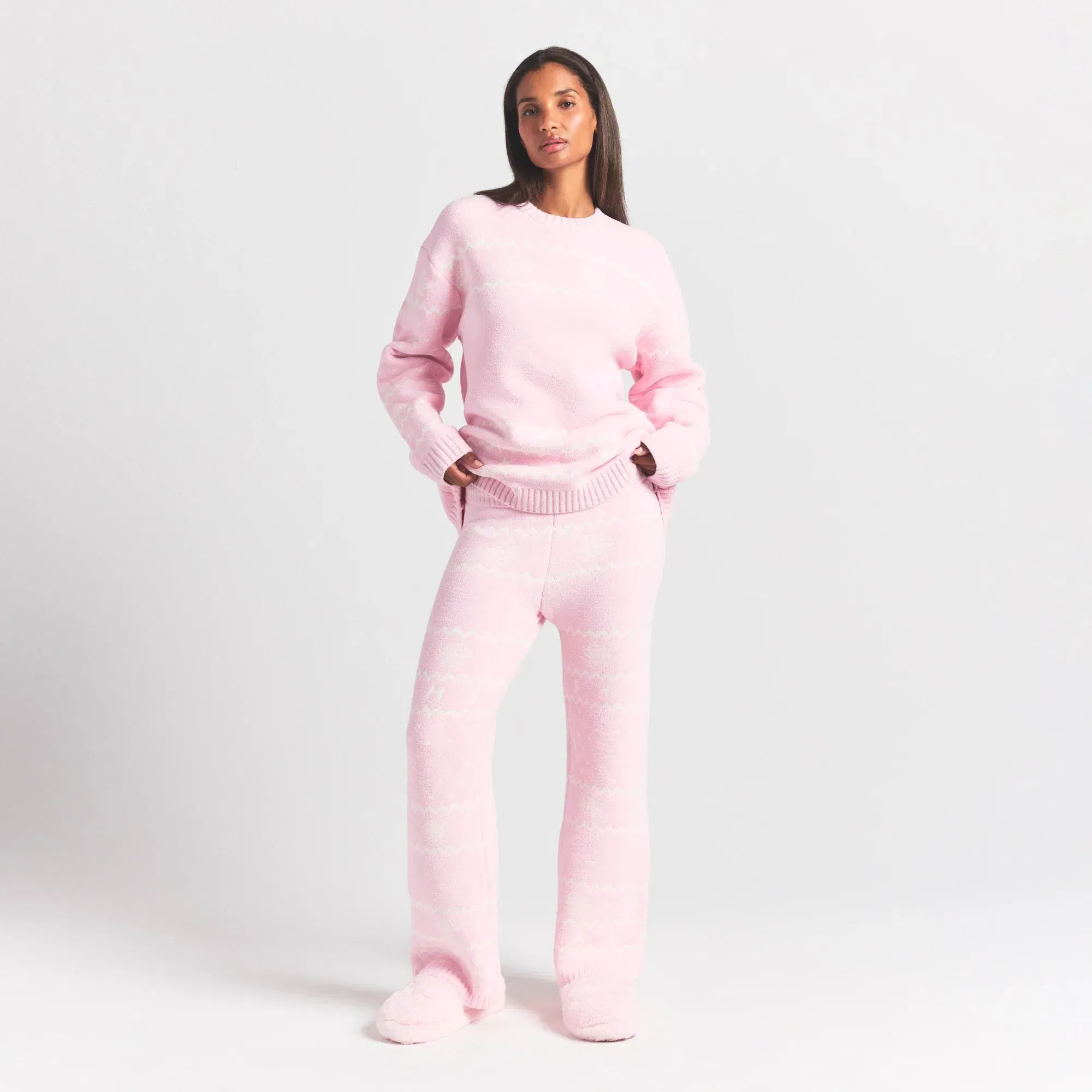 COZY LIGHT PANT | BABY PINK HEART FAIR ISLE