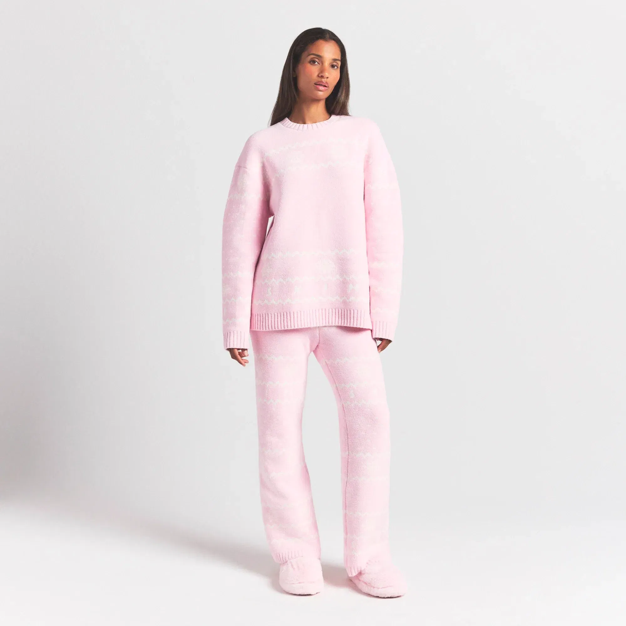 COZY LIGHT PANT | BABY PINK HEART FAIR ISLE