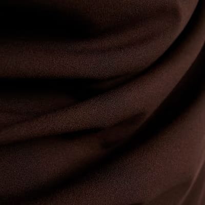 Brown Short Sleeve Drape Off Shoulder Top