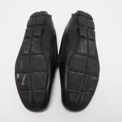 Prada Black Leather Slip On Loafers